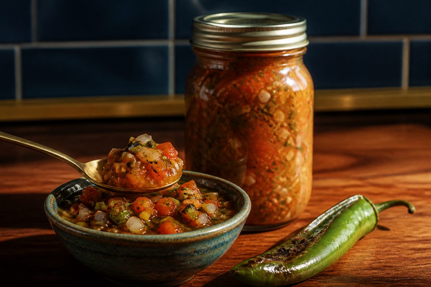 Tomato and Green Chile Salsa